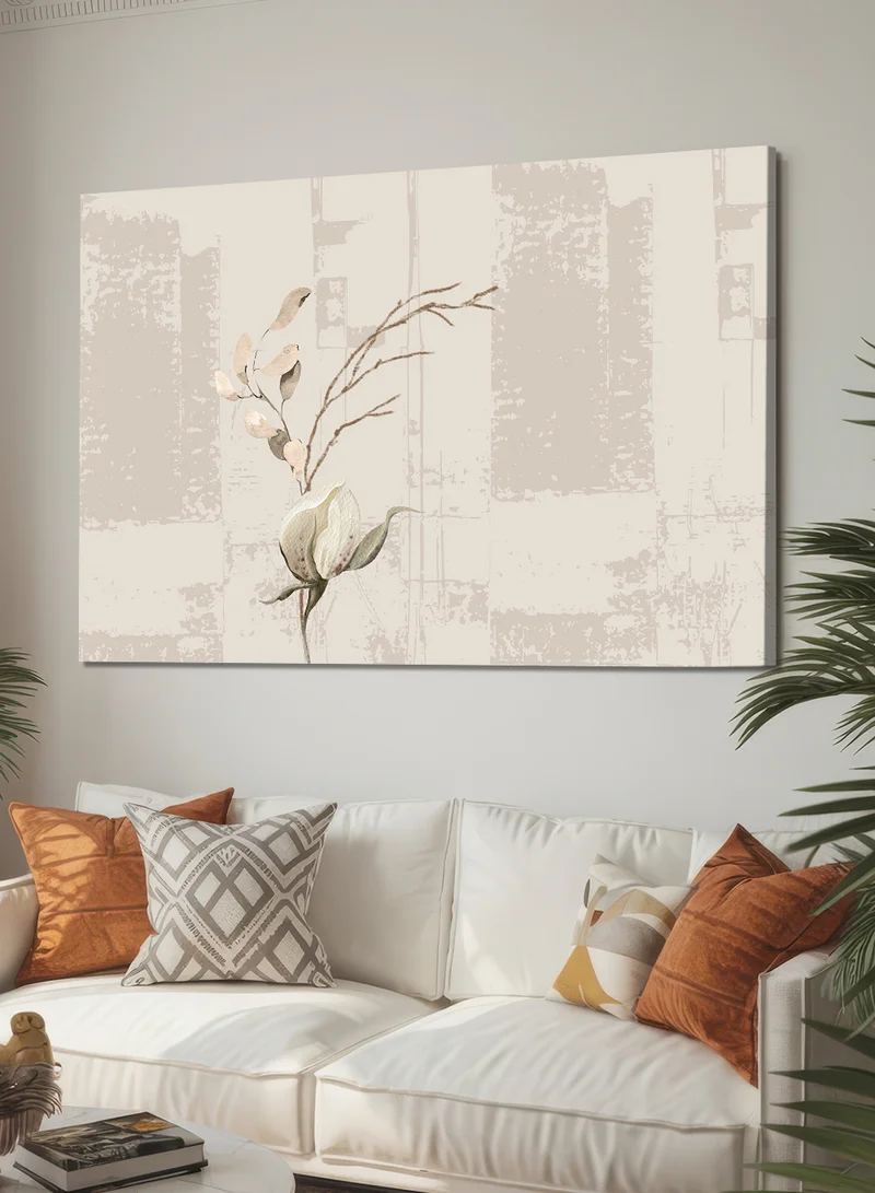 LOWHA Canvas Wall Art Stretched Over Wooden Frame with Plant Leaves Abstract Design