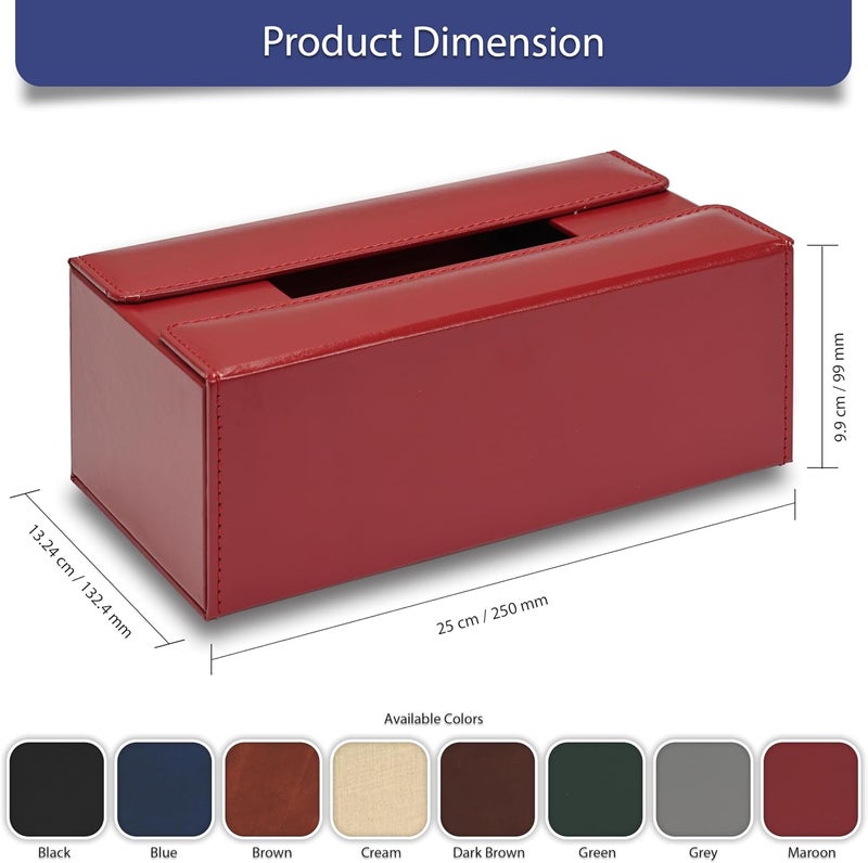 FIS Rectangular Tissue Box Holder - Maroon, Magnetic Bifold Lid, Vinyl, 250x99x132.4mm - Image 5