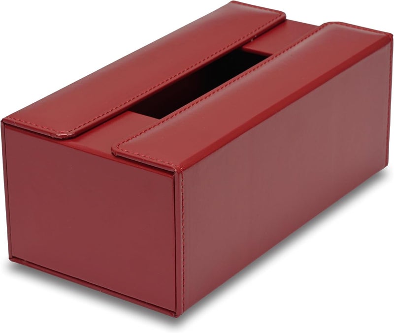 FIS Rectangular Tissue Box Holder - Maroon, Magnetic Bifold Lid, Vinyl, 250x99x132.4mm - Image 1