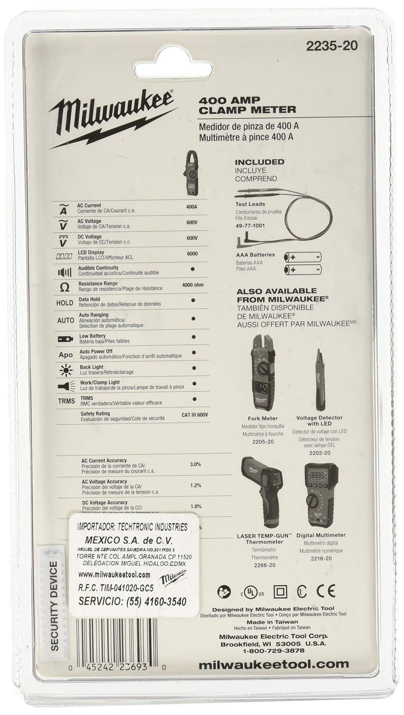 Milwaukee 2235-20 400 Amp Clamp Meter - Image 2