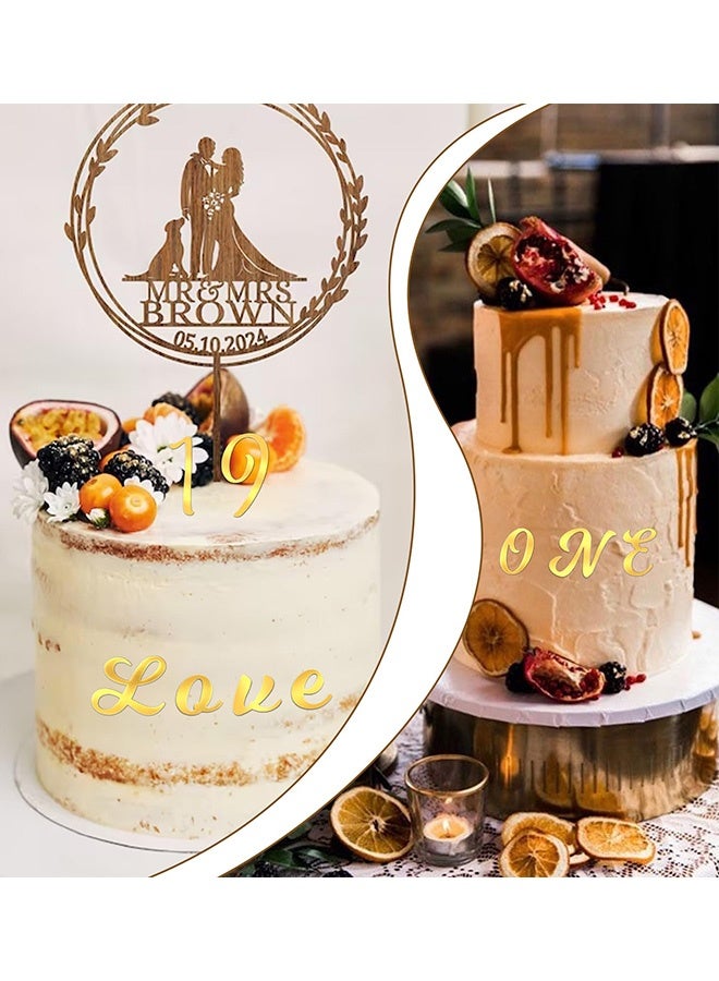 64 Pcs Acrylic Alphabet Number Cake Topper Gold Personalized Custom Cupcake Toppers with Number 0-9 Alphabet A-Z Acrylic Cake Letters for Wedding Cake Decorations Baby Shower Birthday Party Supplies - Image 2