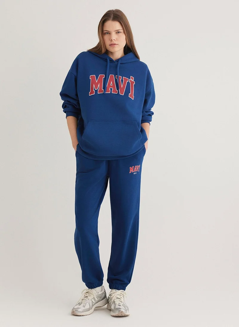 MAVI Mavi Logo Printed Hooded Navy Sweatshirt