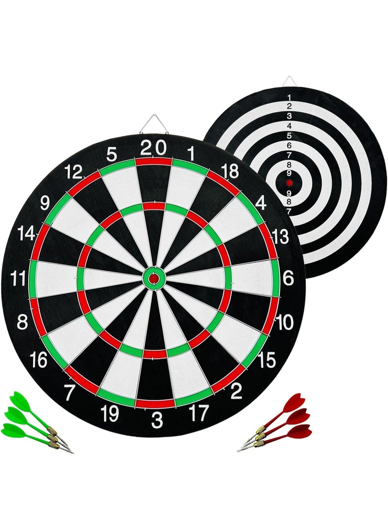 ClickBazar Double-Sided Sisal Dartboard Set with 6 Steel Tip Darts – Family & Party Dart Game - Image 1