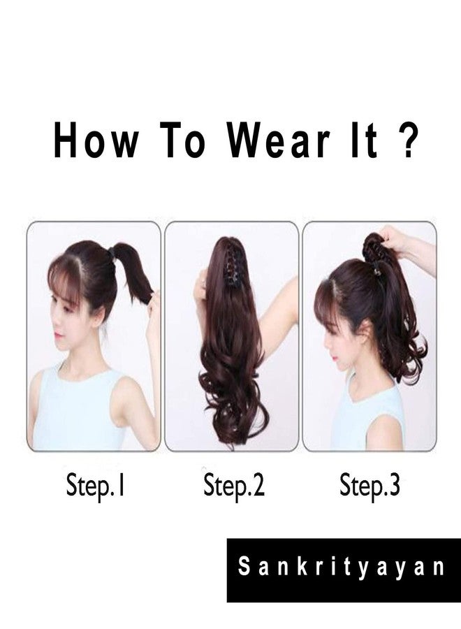 Sankrityayan Women Ponytail Hair Extension 18 To 22 Inch Step Cutting Curly Light Brown Mix Hair clature for Women Party/Halloween/Christmas (Step Cutting Ponytail) - Image 5