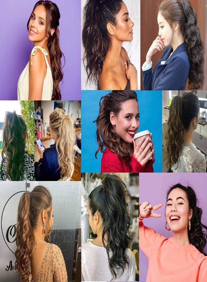 Sankrityayan Women Ponytail Hair Extension 18 To 22 Inch Step Cutting Curly Light Brown Mix Hair clature for Women Party/Halloween/Christmas (Step Cutting Ponytail) - Image 4
