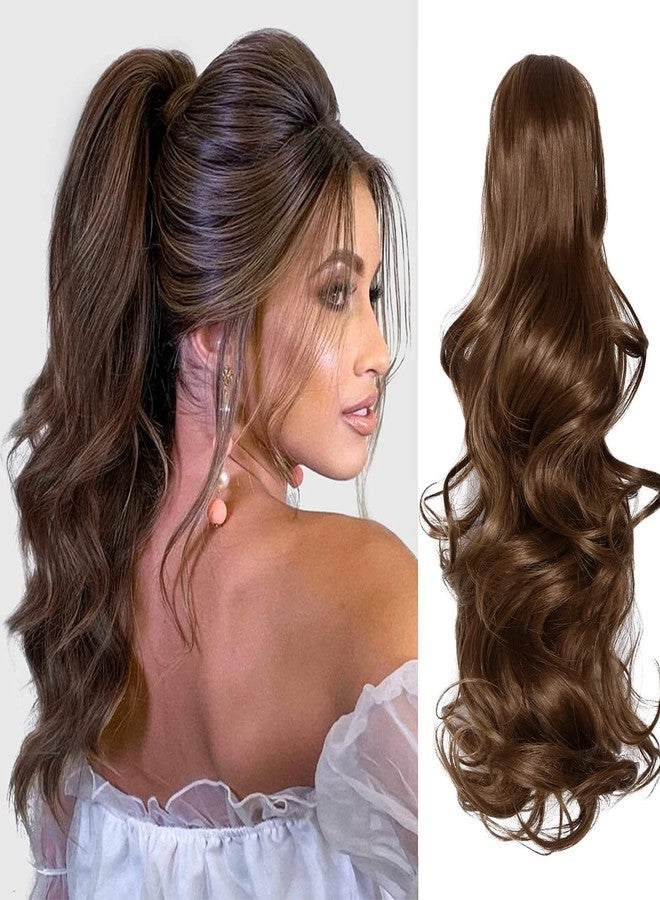 Sankrityayan Women Ponytail Hair Extension 18 To 22 Inch Step Cutting Curly Light Brown Mix Hair clature for Women Party/Halloween/Christmas (Step Cutting Ponytail) - Image 1