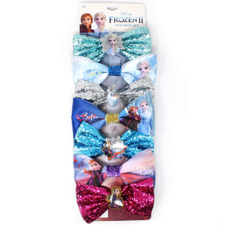 Luv Her Disney Frozen 2 Girls 7 pcs Small Bow Bundle, Hair Bows for Girls - Ages 3+ - Image 1