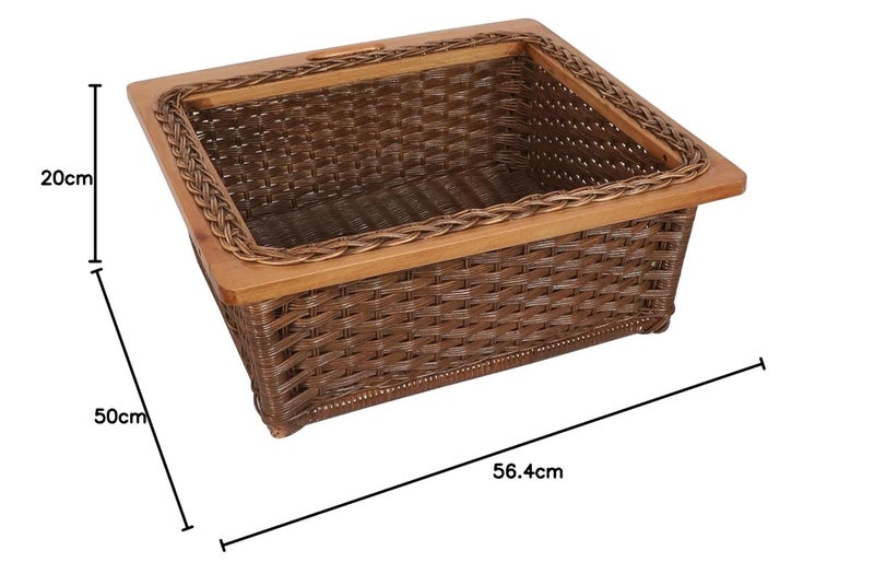 Akway AKWAY Wicker Basket For Modular Kitchen | Pull Out Basket (22.5W x 20L x 8H, Dark Brown)  - Image 5