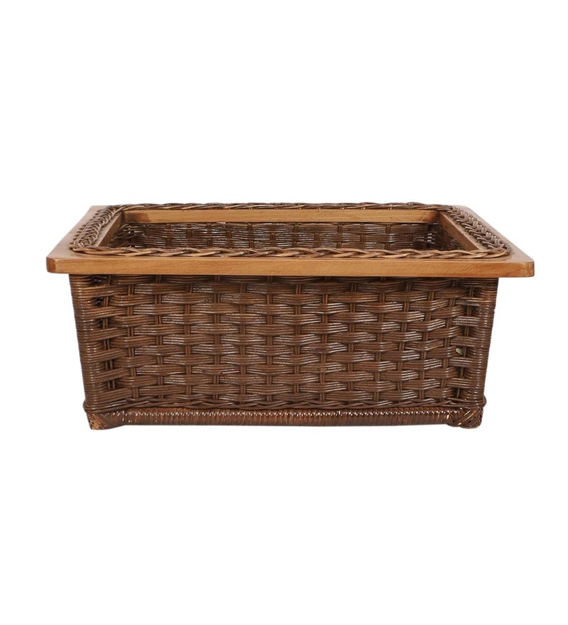 Akway AKWAY Wicker Basket For Modular Kitchen | Pull Out Basket (22.5W x 20L x 8H, Dark Brown)  - Image 4