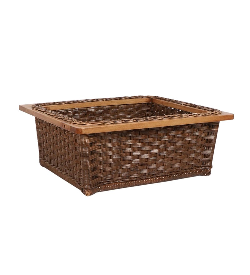 Akway AKWAY Wicker Basket For Modular Kitchen | Pull Out Basket (22.5W x 20L x 8H, Dark Brown)  - Image 3