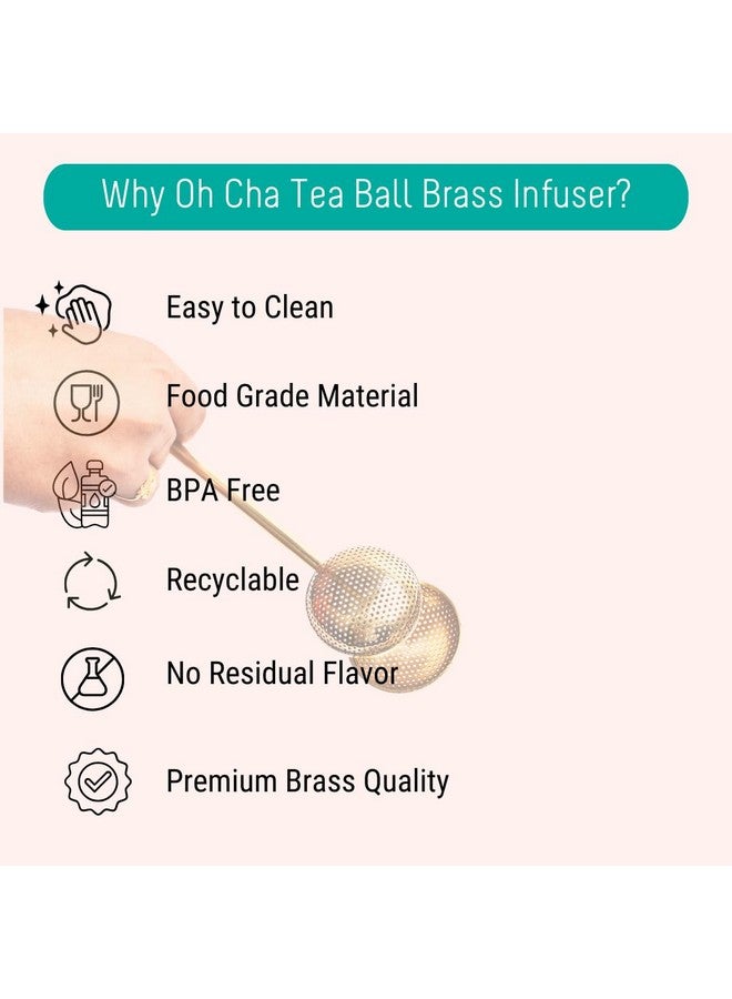OH CHA - مصفاة شاي من النحاس، على شكل كرة | خالية من BPA، متينة | تستخدم كمصفاة للشاي الأخضر، الشاي الأسود، فلتر | مصفاة شاي للاستخدام اليومي | 18 سم - Image 3