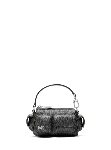 Michael Kors Dakota Bag Charm, Silver-Tone Hardware/Tonal MK Signature Coated Twill/Black - Image 3