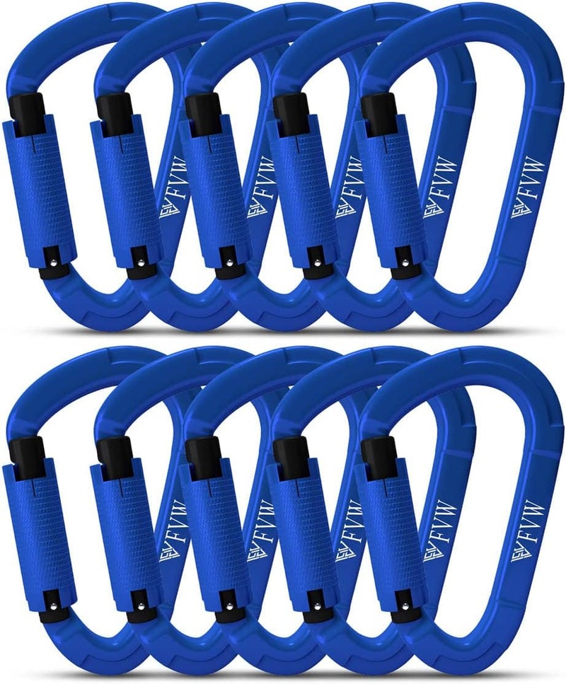 FVW Auto Locking Rock Climbing Carabiner Clips, UIAA Certified Professional 25KN (5620 lbs) Heavy Duty Caribeaners for Rappelling Swing Rescue & Gym etc,Large Carabiners,D-Shaped - Image 1