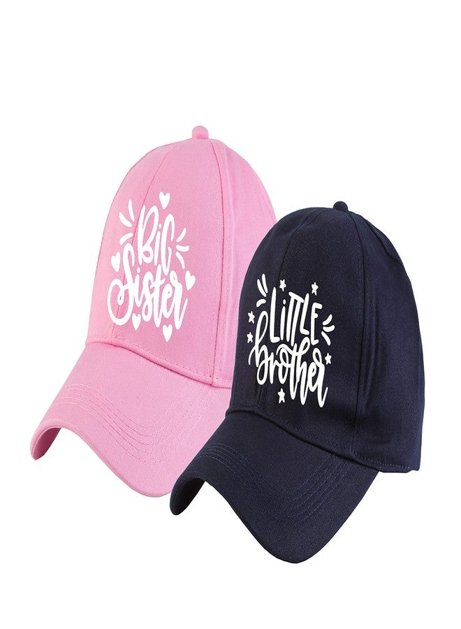 AICA Big Sister & Little Brother Cotton Cap � Pink & Blue Color, Adjustable Strap, Free Size - Image 1