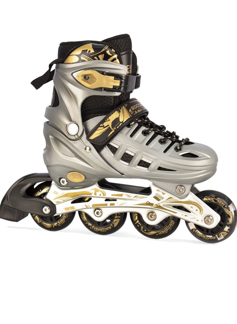Soccerex Inline and Roller Skates Shoes for Kids Youth full Set With Helmet and Protection - Image 1