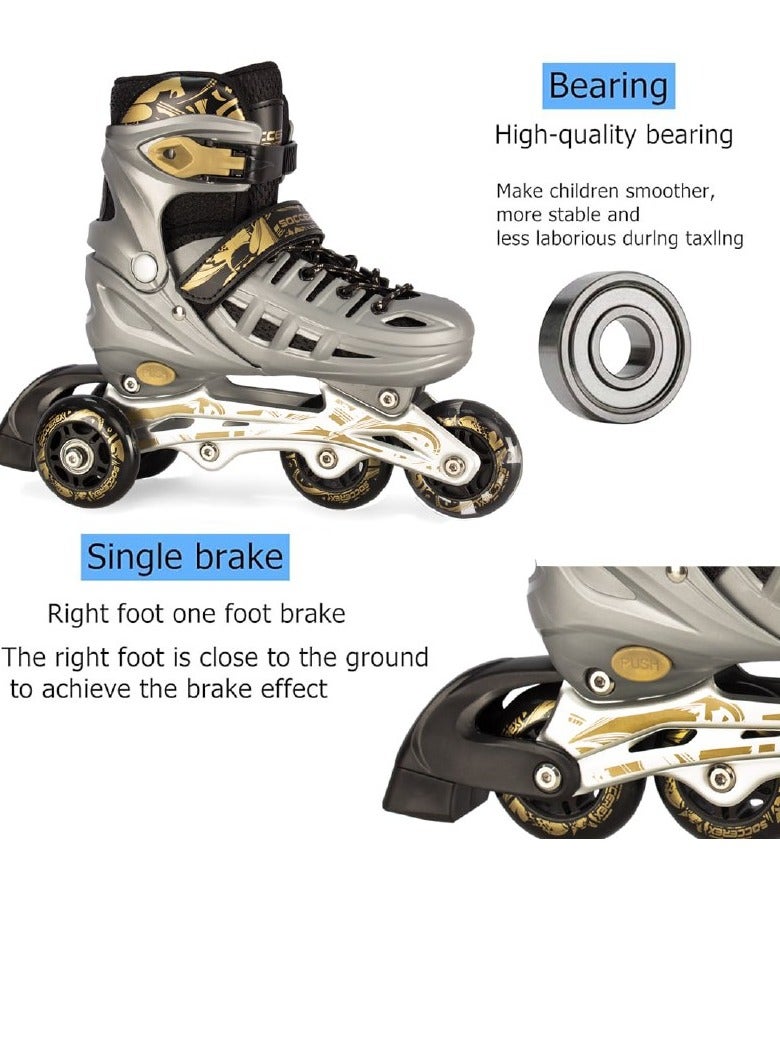 Soccerex Inline and Roller Skates Shoes for Kids Youth full Set With Helmet and Protection - Image 2