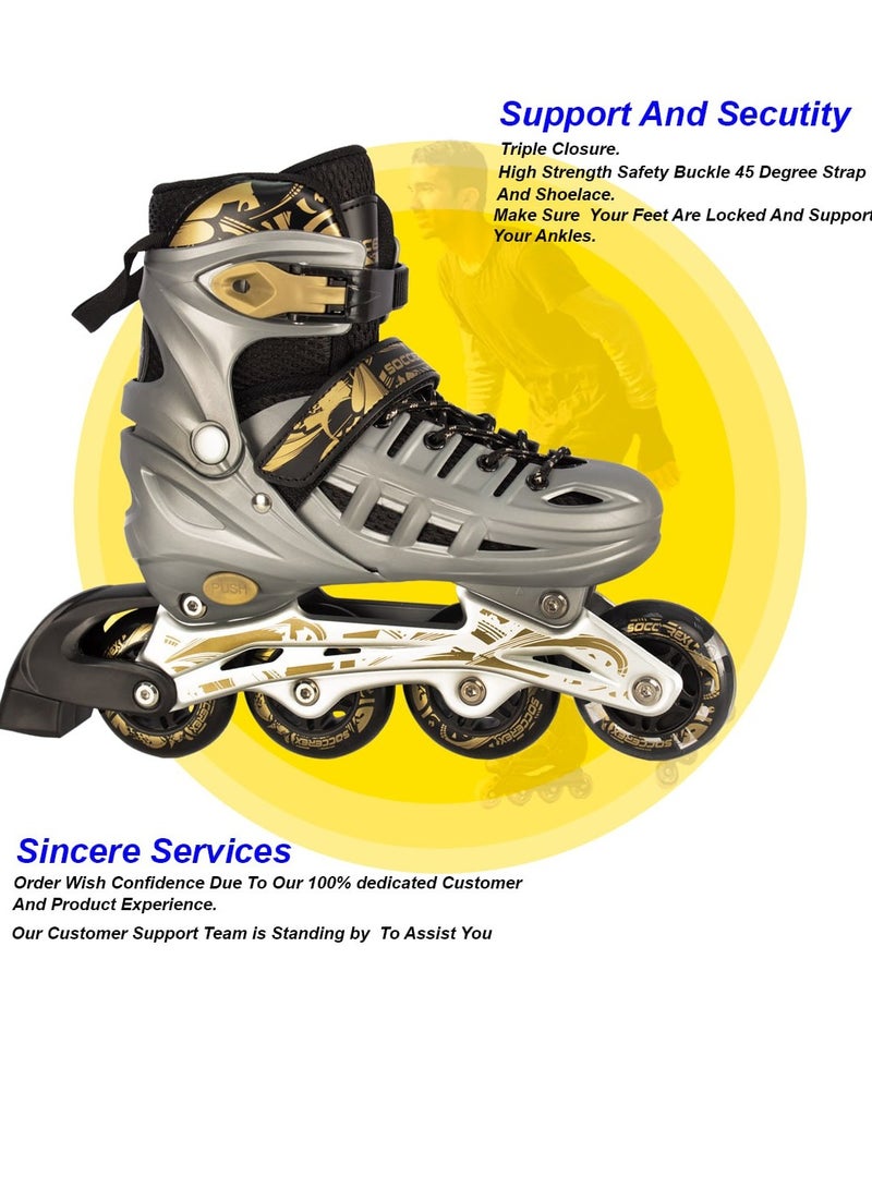Soccerex Inline and Roller Skates Shoes for Kids Youth full Set With Helmet and Protection - Image 3