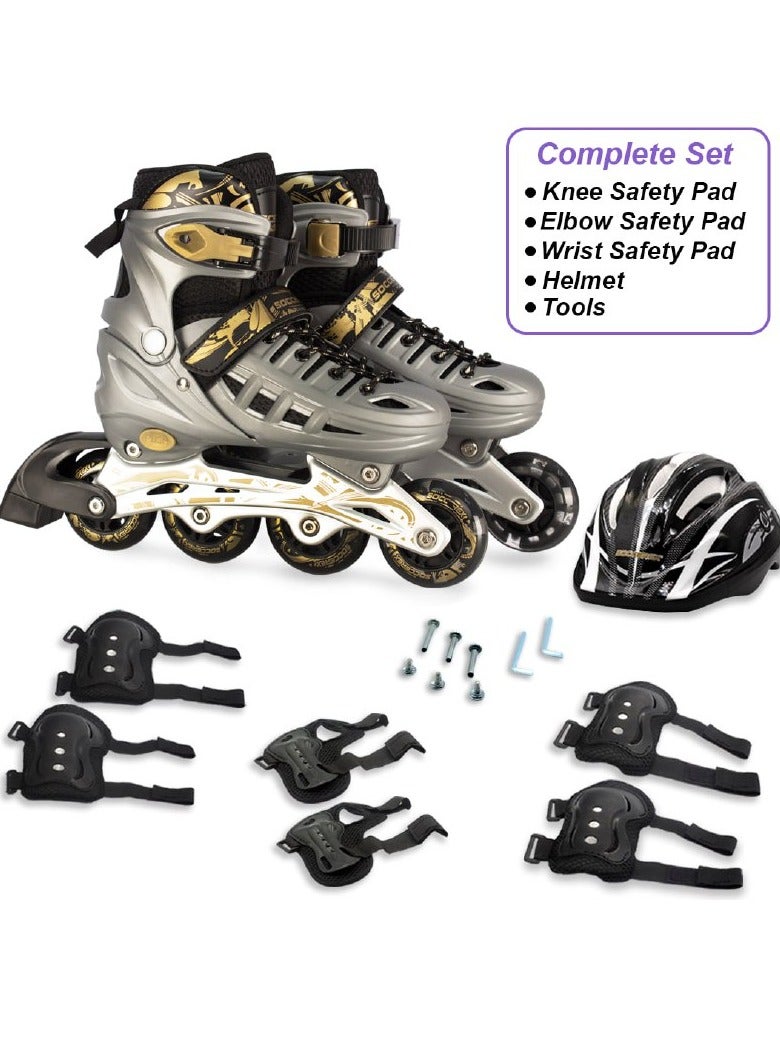 Soccerex Inline and Roller Skates Shoes for Kids Youth full Set With Helmet and Protection - Image 4