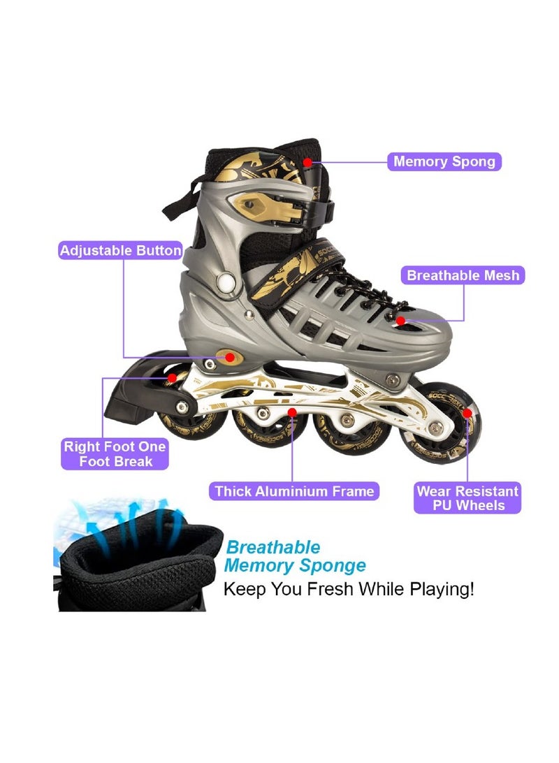 Soccerex Inline and Roller Skates Shoes for Kids Youth full Set With Helmet and Protection - Image 5