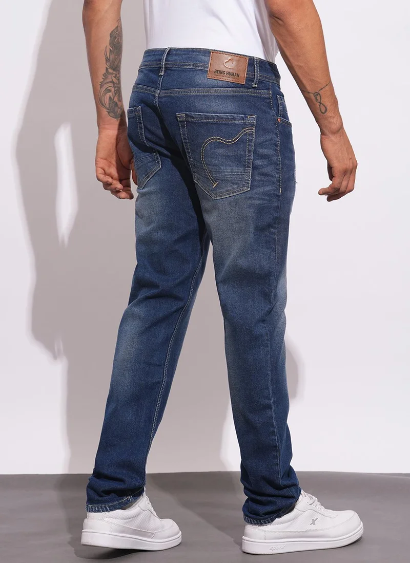 Being Human DK.TONE Men Classic Low Distress Light Fade Stretchable Jeans for Men | Best Price UAE