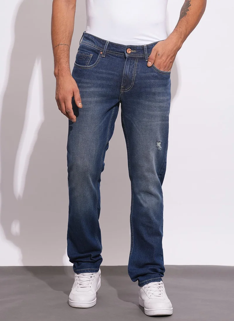 Being Human DK.TONE Men Classic Low Distress Light Fade Stretchable Jeans for Men | Best Price UAE