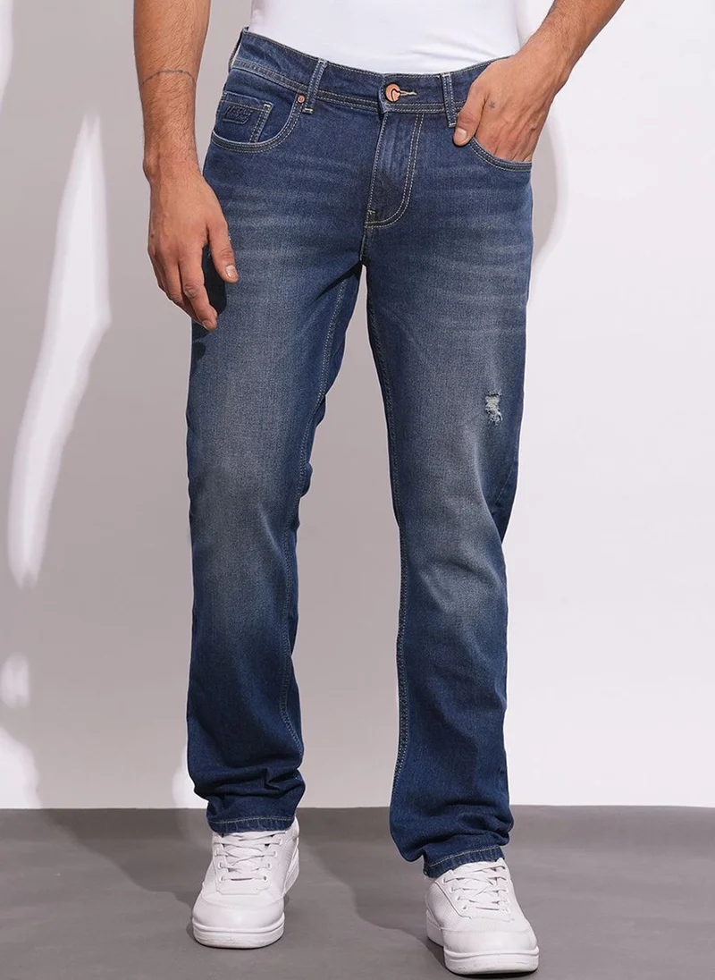 Men Classic Low Distress Light Fade Stretchable Jeans