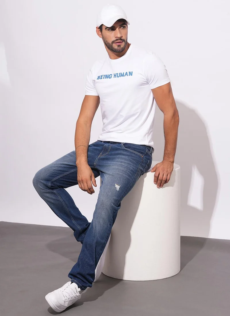 Being Human DK.TONE Men Classic Low Distress Light Fade Stretchable Jeans for Men | Best Price UAE