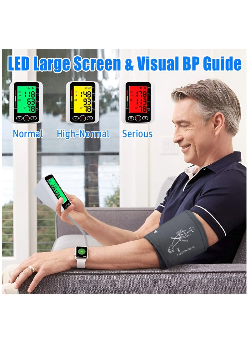 Digital Blood Pressure Monitor Auto Reading Large LCD Display Electronic Blood Pressure Sphygmomanometer with Voice Function Accurate BP Cuff Kit, Cuff 22-36Cm