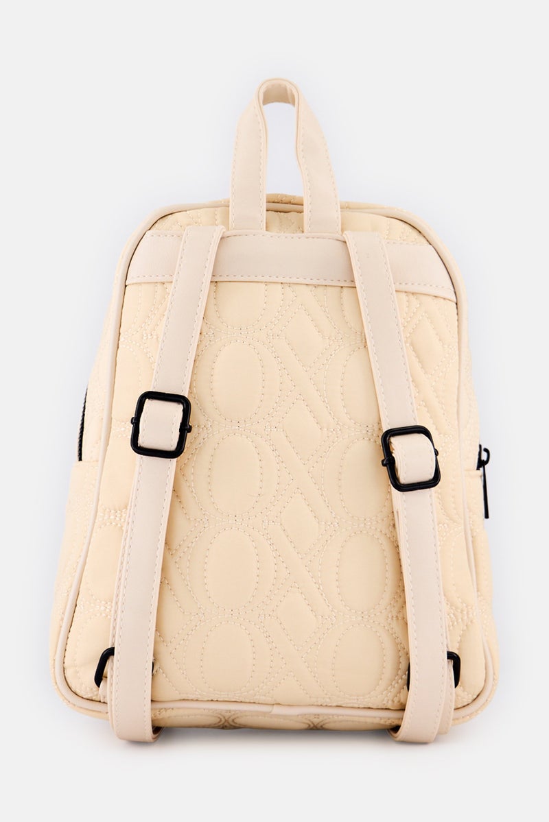 XOXO Women Brand logo Backpack With Coin Purse, Beige - Image 2