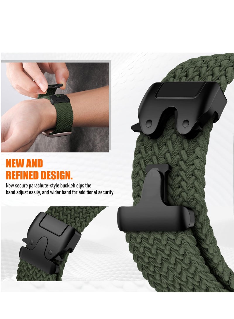 SZOXST Compatible for Apple Watch Band 42mm 41mm 40mm 38mm Elastic Nylon Braided Secure & Comfortable Stretchy Strap for Women Men,Parachute Buckle Bands for iWatch Series 11 10 9 8 7 6 5 4 3 SE Green - Image 2