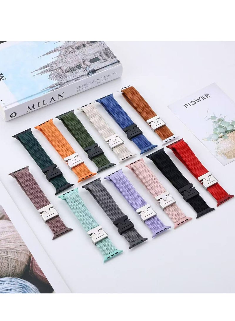 SZOXST Compatible for Apple Watch Band 42mm 41mm 40mm 38mm Elastic Nylon Braided Secure & Comfortable Stretchy Strap for Women Men,Parachute Buckle Bands for iWatch Series 11 10 9 8 7 6 5 4 3 SE Green - Image 4