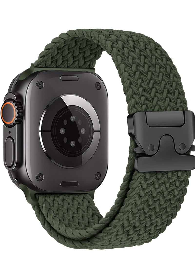 SZOXST Compatible for Apple Watch Band 42mm 41mm 40mm 38mm Elastic Nylon Braided Secure & Comfortable Stretchy Strap for Women Men,Parachute Buckle Bands for iWatch Series 11 10 9 8 7 6 5 4 3 SE Green - Image 1