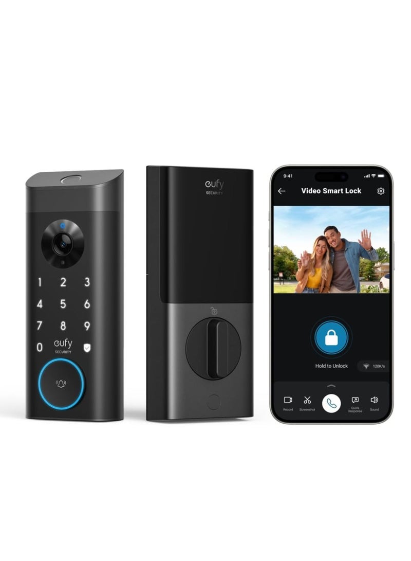 eufy Security Video Smart Lock E330, 3-in-1 Camera+Doorbell+Fingerprint Keyless Entry Door Lock, WiFi Door Lock,App Remote Control,2K HD,Doorbell Camera,No Monthly Fee - Image 1