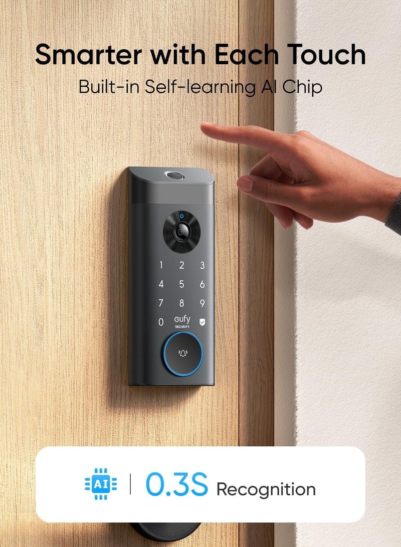 eufy Security Video Smart Lock E330, 3-in-1 Camera+Doorbell+Fingerprint Keyless Entry Door Lock, WiFi Door Lock,App Remote Control,2K HD,Doorbell Camera,No Monthly Fee - Image 4