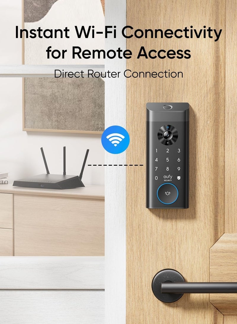 eufy Security Video Smart Lock E330, 3-in-1 Camera+Doorbell+Fingerprint Keyless Entry Door Lock, WiFi Door Lock,App Remote Control,2K HD,Doorbell Camera,No Monthly Fee - Image 5