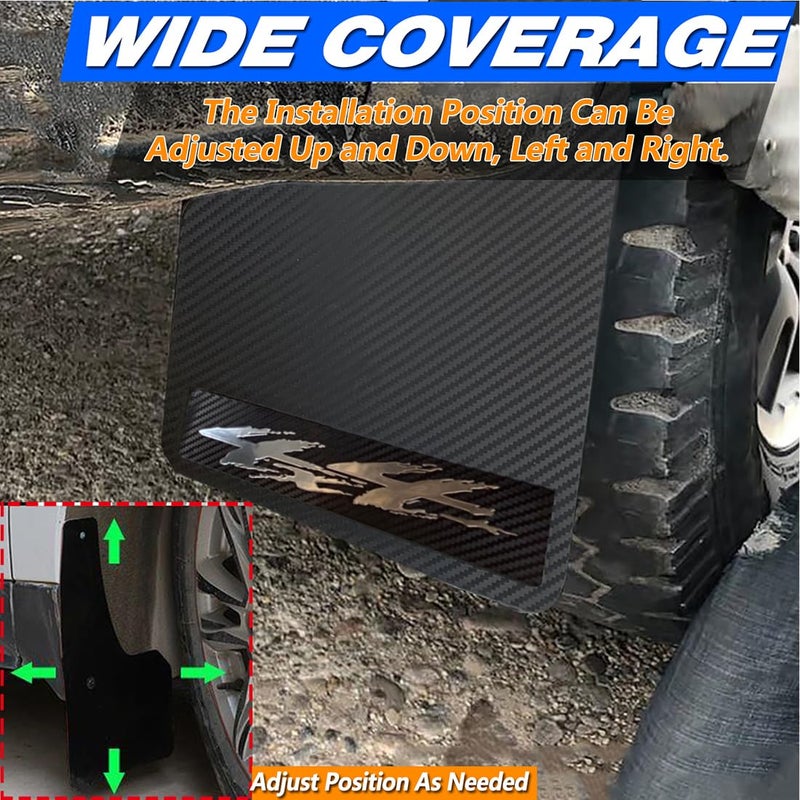 KEYOOG 4 PCS Plus Size Carbon Fiber Pattern Car Mud Flaps, Splash Guard, Fit for Full-Size Suvs, Pickup, Truck, Rvs, and Freight Caravans All-Weather with Wide Body and Scratch/Abrasion Resistance - Image 5