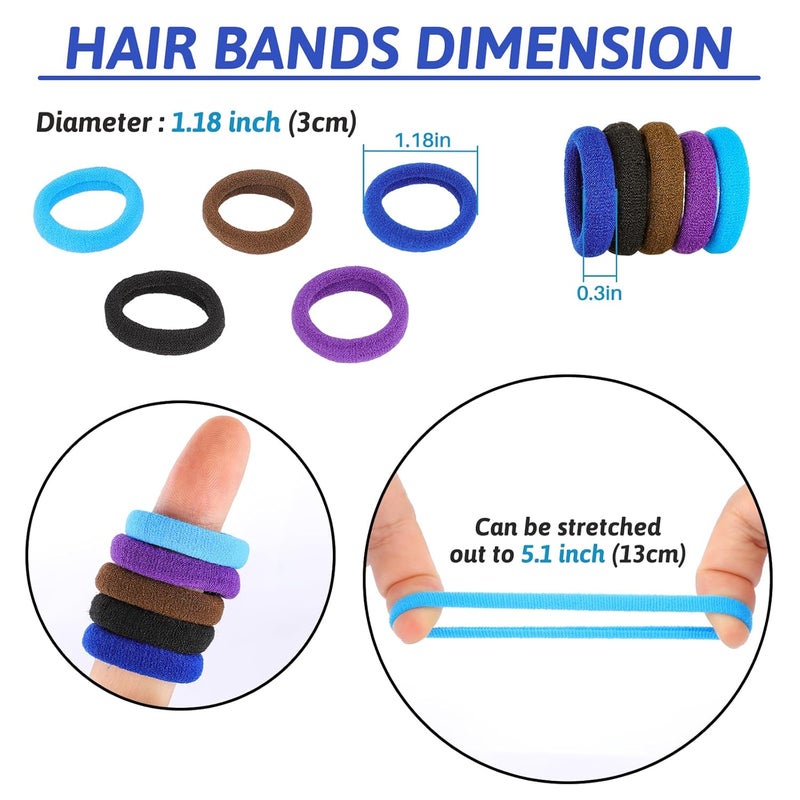 QRTVI 120 Pcs Baby Hair Ties, Cotton Toddler Hair Ties for Girls and Kids, Multicolor Small Seamless Hair Bands Elastic Ponytail Holders(Dark) - Image 3