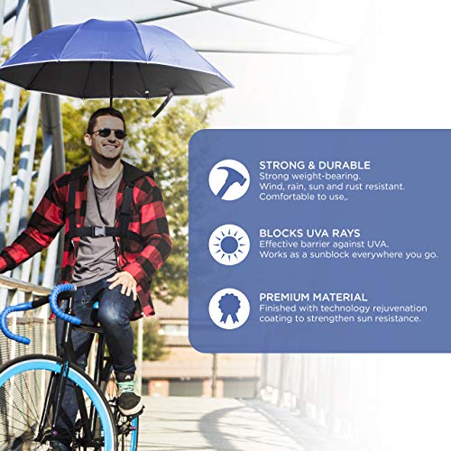 Primo Supply Handles Free Strap On Wearable Self Umbrella Sun UV Rain Blocker Fishing Outdoor Camping Use Running Jogging Canoe Kayak Shade Avoid Skin Problems Caused By Sunlight | Blue - Image 4