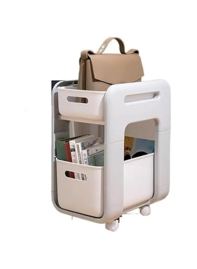 هوكور عربة تخزين بعجلات من 2 طبقات من توشونيكس، ارفف لتنظيم التخزين، عربة تخزين متعددة الوظائف، بكرة حرفية مع عجلات قابلة للقفل، سهلة التجميع للحمام والمطبخ والمكتب 85 × 45 × 35 سم - Image 1