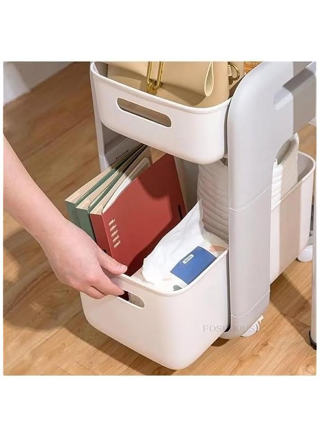 هوكور عربة تخزين بعجلات من 2 طبقات من توشونيكس، ارفف لتنظيم التخزين، عربة تخزين متعددة الوظائف، بكرة حرفية مع عجلات قابلة للقفل، سهلة التجميع للحمام والمطبخ والمكتب 85 × 45 × 35 سم - Image 2