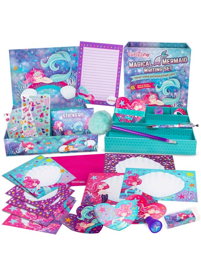 GirlZone - Mermaid Stationary Gift Set For Girls, 45 Piece Letter Writing Kit With Envelopes, Paper, Cards And More, Great Mermaid Gifts For Girls 9-12, Ideal Christmas Gift & Thanksgiving Gift - Image 1