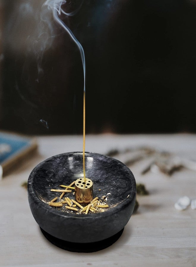 vrupin مبخرة فروبين المصنوعة من الرخام الطبيعي، مبخرة أعواد البخور المصنوعة يدويًا، مثالية للاستخدام في التأمل، ولتدخين البخور، وللزينة. (أسود) - Image 5