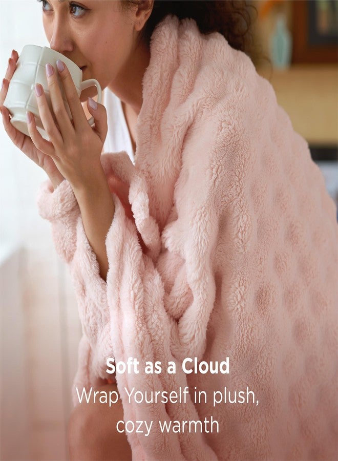 Bedsure 3D Bubble Blanket for Couch - GentleSoft Pink Twin Blanket for Sofa Bed Room Decor - Luxury Warm Cozy Gifts for Grilfriend, All Seasons, Crystal Pink, 60"×80" - Image 2