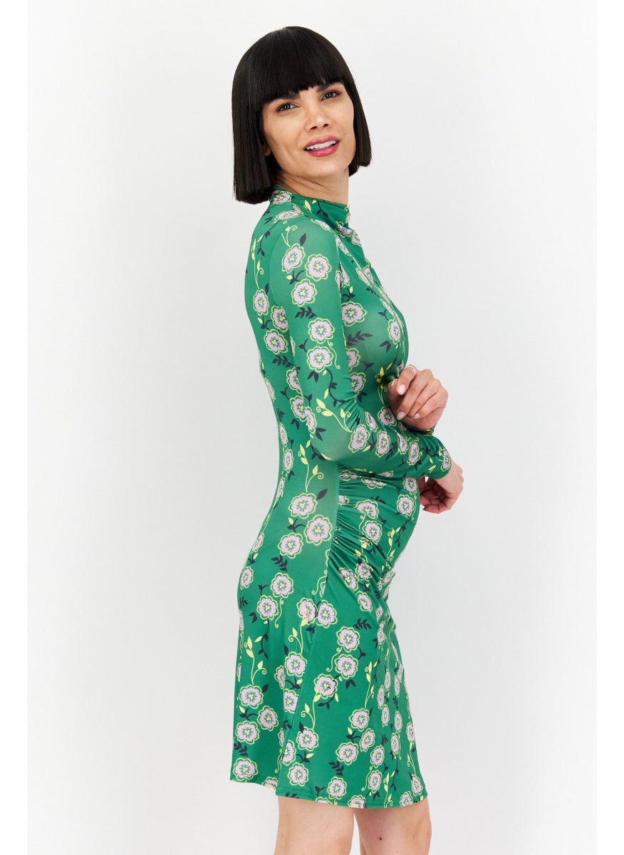 RIVER ISLAND Women Floral Print Sheath Dress, Green  - Image 2