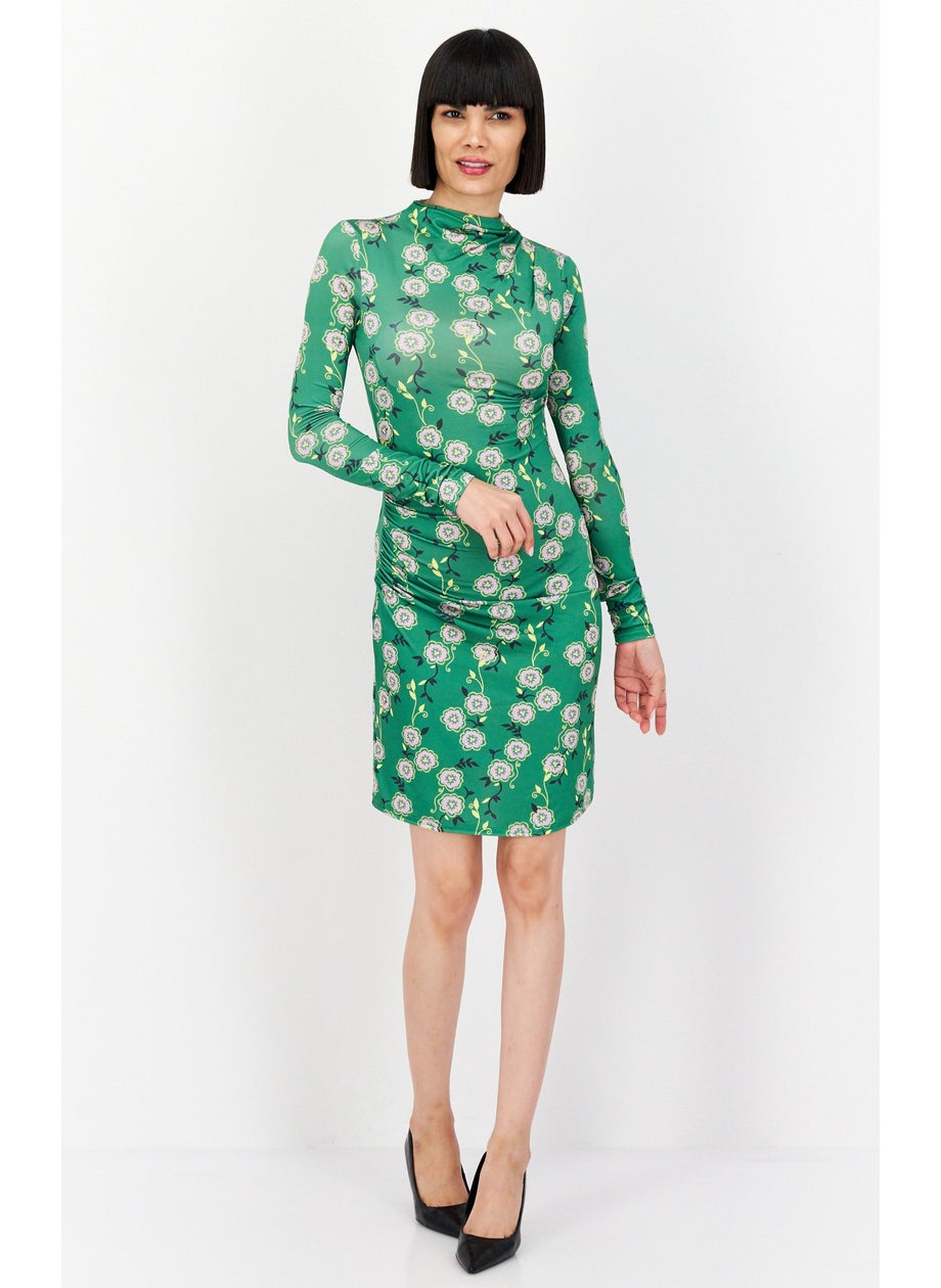 RIVER ISLAND Women Floral Print Sheath Dress, Green  - Image 3
