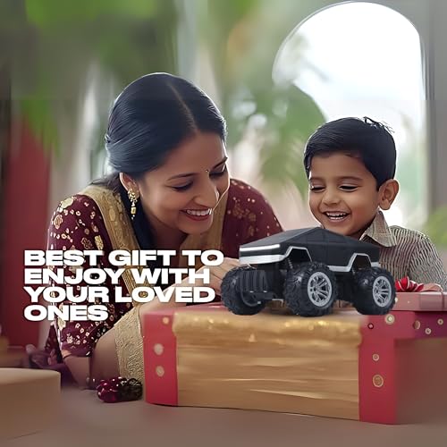Popsugar Off Roader Rechargeable Remote Control Car | RC Car Monster Truck | 4 Headlight Modes | Lithium Battery | C-Type Charging | 2.4GHz Remote Controller | Made in India, Black - Image 4