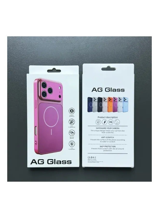 New AG Matte Glass MagSafe Magnetic Phone Case For iPhone, Large View Window Shockproof Hard PC Frame Protective Cover, Anti-Fingerprint Smooth Tempered Glass Back Shell - Image 2