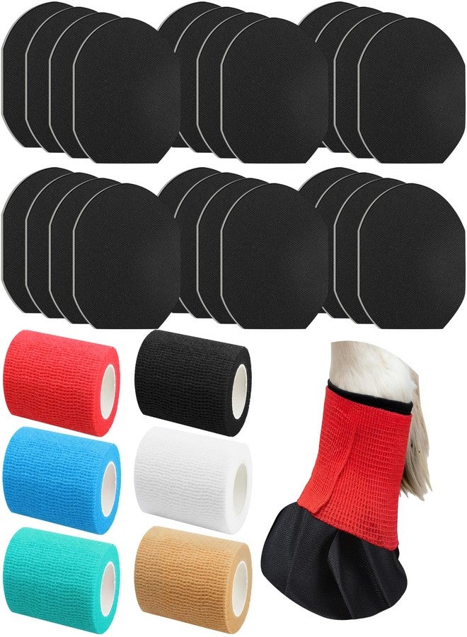 Aliceset 36 Pack Horse Hoof Tape with 6 Rolls of Vet Wrap Breathable Magic Cushion Hoof Packing Colorful Strong Sticky Foot Wrap for Horses Hoove Wound Care Laminitis Abscess Treatment - Image 1