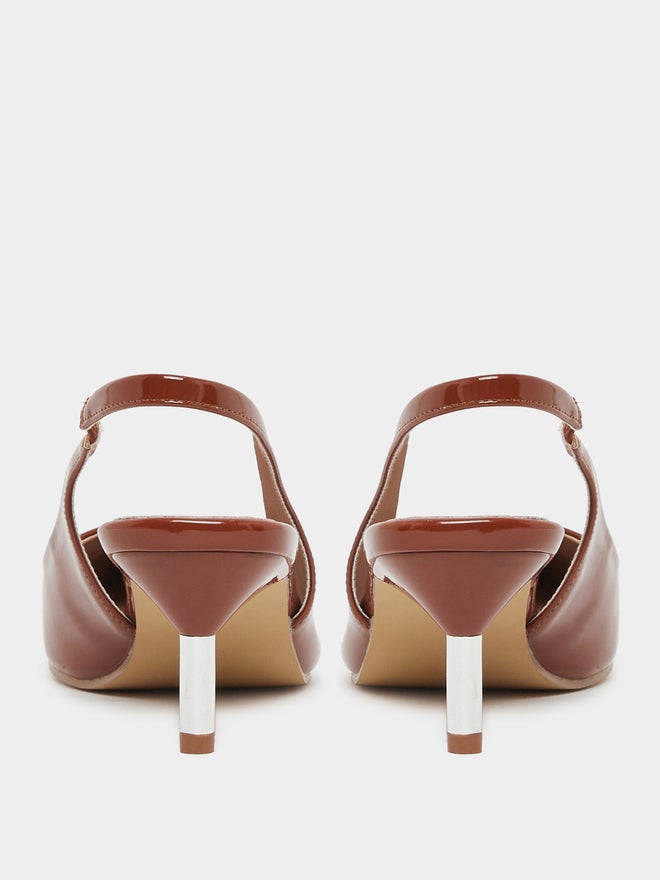 Styli Styli Patent Design Pointed Toe Slingback Heel Shoes  - Image 5