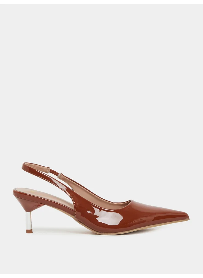 ستايلي Styli Patent Design Pointed Toe Slingback Heel Shoes